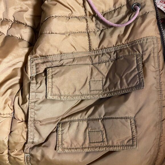 Vintage! Tan Heavy Winter barn Coat Removable Hood Size Med/Large - Picture 11 of 12